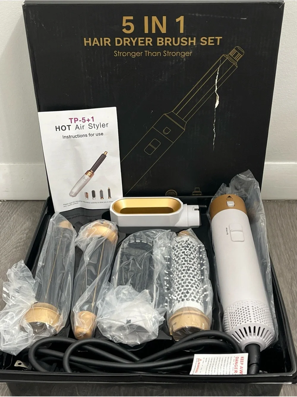 5 in 1 hair dryer brush set hot air brush curling wands